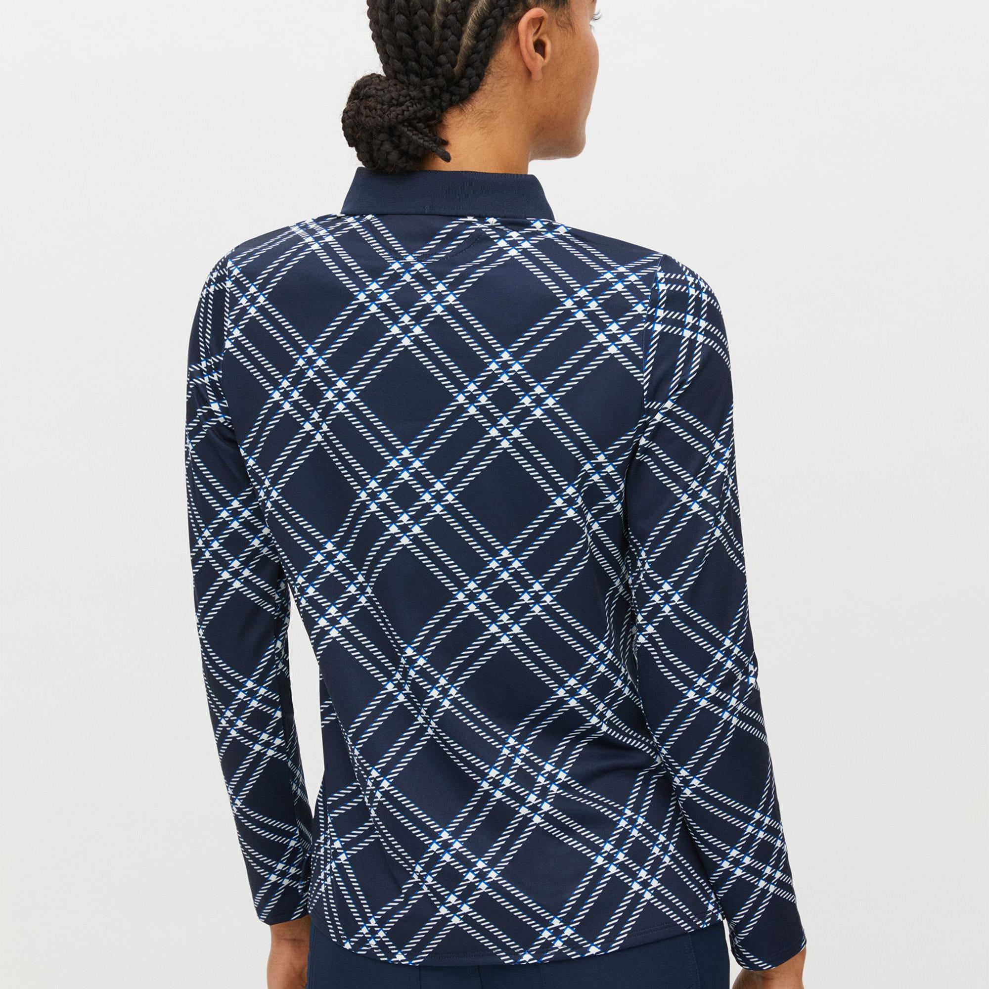 Rohnisch Sia Thermal Ladies Golf Polo Shirt Oversize Check Navy